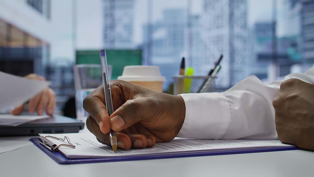 Hand writing on papers